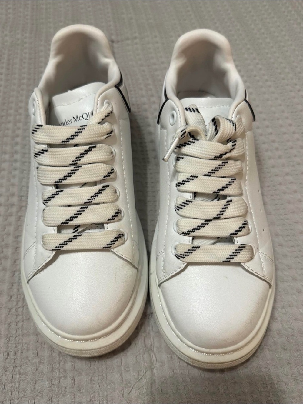 Alexander McQueen White Leather Lace-Up Sneakers